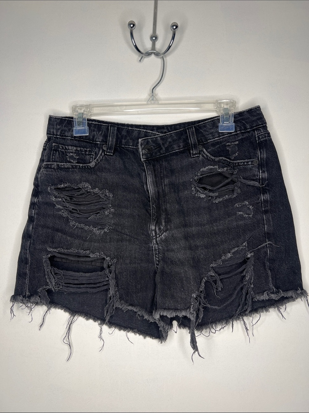 American Eagle Outfitters Distressed Black Denim Shorts
